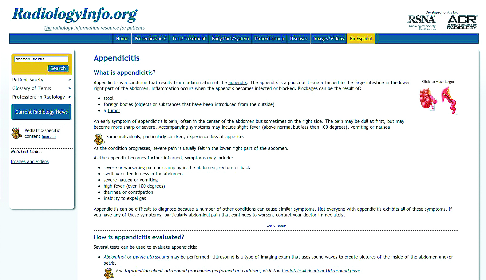 RadiologyInfo.org Disease Page